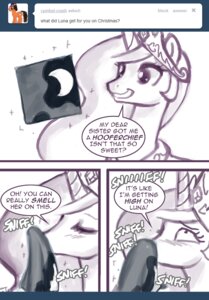 Rating: Safe Score: 0 Tags: clothing comic crown dialogue e621 english_text equid equine female feral friendship_is_magic handkerchief hasbro headgear horn horse john_joseco kerchief mammal my_little_pony pony princess princess_celestia_(mlp) royalty sniffing solo text tumblr User: bunchy7s