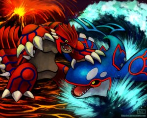 Rating: Safe Score: 0 Tags: 5:4 ambiguous_gender blue_body digital_media_(artwork) duo e621 feral generation_3_pokemon groudon haychel kyogre legendary_pokemon nintendo pokemon pokemon_(species) red_body volcano water yellow_eyes User: bunchy7s