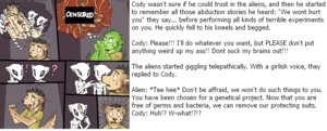 Rating: Questionable Score: 0 Tags: alien alternating_focus ambiguous_gender anthro artist_name base_two_layout begging black_body black_fur blockage_(layout) bodily_fluids brown_body brown_fur censor_bar censored claws comic covering covering_mouth dipstick_ears dipstick_tail disgusted_expression e621 ear_markings english_text exclamation_point finger_claws flying_sweatdrops fur group horizontal_blockage horizontal_staggering humor kidnapping male mariano markings multicolored_ears narration panel_skew question_mark scared seven_frame_image spacecraft spacesuit staggering_(layout) story surprised sweat sweatdrop tail tail_markings tears text thought_bubble ufo url vehicle vertical_staggering User: bunchy7s