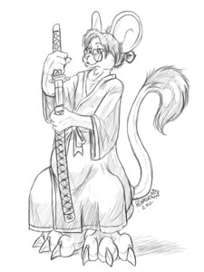 Rating: Questionable Score: 0 Tags: 3:4 anthro asian_clothing big_ears black_and_white black_hair black_nose bulge chonmage clothed clothing dipodomyine e621 east_asian_clothing eyewear fenrir_lunaris fully_clothed gang_xi_siyu glasses hair heteromyid holding_melee_weapon holding_object holding_sword holding_weapon hyper japanese_clothing kangaroo_rat katana male mammal melee_weapon monochrome robe rodent silk simple_background siyu solo sword tail tail_tuft tuft weapon white_background wide_hips User: bunchy7s