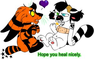 Rating: Safe Score: 0 Tags: bandage duo e621 ear_tails female glamfur heart_symbol heterochromia kaku_q._spookaboo kakumatsurou lemur low_res male mammal pain primate ring-tailed_lemur sideburn_mohawk simple_background spookaboo_(species) star strepsirrhine tail white_background zeriara_(character) User: bunchy7s