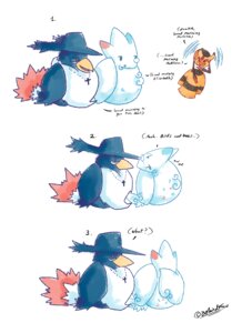 Rating: Safe Score: 0 Tags: animal_noises animal_noises_while_talking arthropod avian bird blue_body blue_eyes blue_feathers buzzing bzzz corvid cross cross_necklace e621 elizabeth_(random_doom) english_text facepalm feathers female generation_4_pokemon group hi_res honchkrow hymenopteran insect jewelry male marlowe_(random_doom) matthew_(random_doom) necklace nintendo oscine passerine pokemon pokemon_(species) random_doom red_eyes simple_background tamarinfrog text togekiss vespiquen white_background white_body yellow_body User: bunchy7s