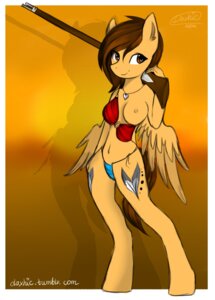 Rating: Questionable Score: 0 Tags: 2014 anthro bikini breasts brown_eyes brown_hair clothed clothing cutie_mark daxhie daxhie_(character) e621 equid equine fan_character feathered_wings feathers female gun hair hasbro hi_res jewelry mammal my_little_pony mythological_creature mythological_equine mythology nipples one_breast_out pegasus pendant ranged_weapon signature skimpy smile solo swimwear tumblr two-piece_swimsuit weapon wings User: bunchy7s