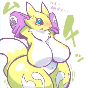 Rating: Questionable Score: 0 Tags: anthro bandai_namco black_sclera blue_eyes blush breasts canid canine digimon digimon_(species) e621 female fur low_res mammal onakanau overweight overweight_anthro overweight_female renamon solo tail white_body white_fur yellow_body yellow_fur User: bunchy7s
