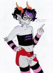 Rating: Explicit Score: 0 Tags: 1boy black_hair crossdressing dialogue dyed_hair eridan_ampora fang fins gills glasses grey_skin homestuck horns male male_focus male_only march!eridan ms_paint_adventures pandemoniumincarnate penis purple_highlights rings rule34 short_hair skirt skirt_lift smile solo solo_male source_request stockings text troll tubetop white_background yellow_eyes User: bunchy7s