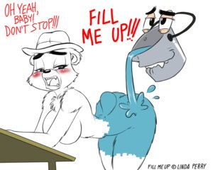 Rating: Questionable Score: 0 Tags: 2014 5:4 anthro bear bent_over big_breasts black_eyes black_nose blue_body blue_fur blush breasts bucket chochi clothing container crossgender dialogue duo e621 english_text exclamation_point female fur hat headgear headwear innuendo looking_away mammal nude open_mouth paint simple_background standing text tom_preston white_background User: bunchy7s
