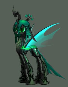 Rating: Safe Score: 0 Tags: 2014 arthropod changeling_(mlp) e621 fangs female feral friendship_is_magic green_eyes green_hair hair hasbro hi_res horn insect_wings looking_at_viewer machine my_little_pony pupils queen_chrysalis_(mlp) robot slit_pupils solo standing teeth underpable wings User: bunchy7s
