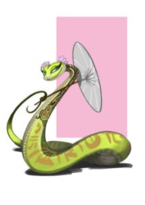 Rating: Safe Score: 0 Tags: 2009 apode bittenhard blue_eyes dreamworks e621 female feral green_body green_scales holding_object kung_fu_panda legless looking_aside looking_at_viewer master_viper parasol prehensile_tail reptile scales scalie serpentine side_view simple_background smile snake solo tail tan_body tan_scales viper white_background User: bunchy7s