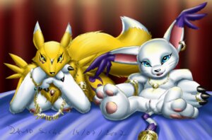 Rating: Explicit Score: 0 Tags: 2007 anthro asthexiancal bandai_namco black_sclera blue_eyes breasts canid canine clitoris digimon digimon_(species) digit_ring dipstick_tail duo e621 ear_tuft feet felid female fur gatomon genitals jewelry lying mammal markings necklace nipple_piercing nipples on_front piercing reclining red_background renamon ring simple_background sitting swag tail tail_markings tattoo toe_ring toes tuft vulva white_body white_fur yellow_body yellow_fur User: bunchy7s