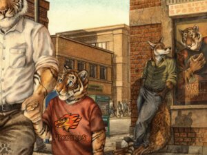 Rating: Safe Score: 0 Tags: 2010 anthro blotch canid canine chevali_firebirds child city clothed clothing detailed detailed_background devlin_miski e621 father_(lore) father_and_child_(lore) father_and_son_(lore) felid forester_universe fox group hand_holding happy male mammal official_art out_of_position outside pantherine parent_(lore) parent_and_child_(lore) parent_and_son_(lore) red_fox sky son_(lore) street tail tiger true_fox whiskers wiley_farrel young young_anthro User: bunchy7s