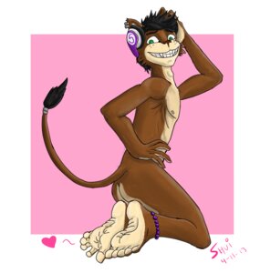 Rating: Questionable Score: 0 Tags: 5_toes anklet anthro biped black_hair brown_body brown_fur butt e621 electronics fangs feet felid freckles fur green_eyes hair headphones heart_symbol hindpaw humanoid_feet humanoid_hands jewelry lazertooth lion male mammal nipples nude pantherine paws piercing plantigrade shui simple_background smile soles solo tan_body tan_fur teeth toes User: bunchy7s