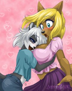 Rating: Questionable Score: 0 Tags: abluedeer anthro bear big_breasts blonde_hair blue_eyes blush breasts canid canine canis cleavage clothed clothing digital_media_(artwork) domestic_dog duo e621 female female/female giant_panda hair heart_symbol hug interspecies mammal shaded tail white_hair User: bunchy7s