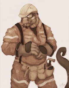 Rating: Safe Score: 0 Tags: 5_fingers anthro armor beard claw_hammer clothed clothing construction_worker e621 eyewear facial_hair fangs fingers front_view fully_clothed gloves goggles hammer handwear hard_hat headgear helmet hi_res jumpsuit lizard looking_aside male reptile scalie simple_background sketch solo teeth tongue tongue_out tool_belt tools vetrowolf white_background User: bunchy7s