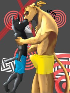 Rating: Explicit Score: 0 Tags: abstract_background absurd_res anthro blush bottomwear bulge canid canine canis clothing cougar dato detailed_bulge domestic_dog duo e621 felid feline genital_outline hi_res jeffurr kissing male male/male mammal muscular penis_outline shorts simple_background User: bunchy7s