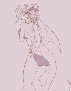 Rating: Questionable Score: 0 Tags: anthro blindfold blush breasts clothed clothing dragon e621 female horn mask membrane_(anatomy) membranous_wings monochrome mythological_creature mythological_scalie mythology non-mammal_breasts scalie shy simple_background sketch skimpy solo sonjaarashi tail wings User: bunchy7s