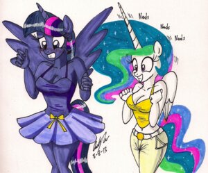Rating: Safe Score: 0 Tags: 2013 anthro anthrofied belt blush bottomwear breasts cleavage clothed clothing dress duo e621 embarrassed equid equine excited feathered_wings feathers female female/female friendship_is_magic fur hair hasbro hi_res horn mammal multicolored_hair my_little_pony mythological_creature mythological_equine mythology newyorkx3 nodding pants pink_eyes pleated_skirt princess_celestia_(mlp) purple_body purple_bottomwear purple_clothing purple_eyes purple_fur purple_hair purple_shirt purple_skin purple_topwear ribbons shirt simple_background skirt sparkles tank_top topwear twilight_sparkle_(mlp) two_tone_hair white_background white_body white_skin winged_unicorn wings yellow_bottomwear yellow_clothing yellow_pants yellow_shirt yellow_topwear User: bunchy7s