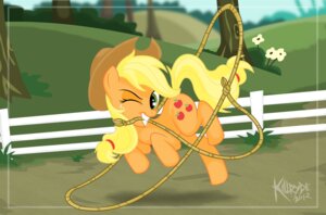 Rating: Safe Score: 0 Tags: applejack_(mlp) blonde_hair clothing cowboy_hat e621 earth_pony equid equine female fence feral flower freckles friendship_is_magic grass green_eyes hair hasbro hat headgear headwear hi_res horse killryde lasso mammal my_little_pony plant pony quadruped rope smile solo tail tree wood User: bunchy7s