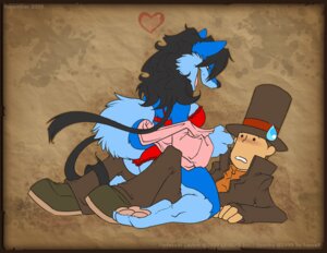 Rating: Questionable Score: 0 Tags: 2009 anthro anthro_top black_hair blush bodily_fluids bra canid canine canis clothing domestic_dog dominant dominant_female duo e621 female hair human human_on_anthro husky interspecies level-5 lying male mammal nordic_sled_dog on_back panties professor_layton professor_layton_(series) raised_tail simple_background smile spitz spunky_(artist) spunky_(spunky) sweat sweatdrop tail underwear what User: bunchy7s
