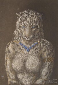 Rating: Questionable Score: 0 Tags: anthro blue_eyes breasts e621 ear_piercing felid female fur half-length_portrait hi_res jewelry leopard mammal necklace nude pantherine piercing portrait realistic simple_background snow_leopard solo teiirka traditional_media_(artwork) whiskers white_body white_fur User: bunchy7s
