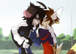 Rating: Safe Score: 0 Tags: anthro black_body black_fur black_hair black_nose brown_body brown_fur brown_hair clothing dasyurid dasyuromorph day duo e621 eye_contact fight fur grass grey_eyes grin hair looking_at_another male mammal marsupial notched_ear outside peritian plant sky smile standing tadeo tasmanian_devil teeth tree yellow_eyes young young_anthro User: bunchy7s