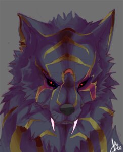 Rating: Safe Score: 0 Tags: anthro black_body black_fur black_nose canid canine demon e621 fangs fur grey_background looking_at_viewer male mammal red_eyes rogel signature simple_background solo teeth whiskers User: bunchy7s