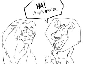 Rating: Explicit Score: 0 Tags: 4:3 alex_(madagascar) arrwulf black_and_white comparing comparing_penis crossover dialogue disney dreamworks duo e621 english_text erection felid feral genitals glans holding_penis lion madagascar_(series) male mammal measure_up monochrome pantherine penis simba_(the_lion_king) simple_background text the_lion_king white_background User: bunchy7s