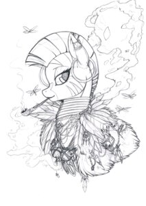 Rating: Safe Score: 0 Tags: arthropod black_and_white dragonfly e621 ear_piercing equid equine feathers female feral friendship_is_magic fur hair hasbro insect jewelry longinius mammal monochrome my_little_pony piercing pipe sketch smile smoke smoking smoking_pipe solo stripes traditional_media_(artwork) zebra zecora_(mlp) User: bunchy7s