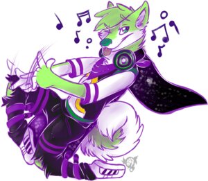 Rating: Safe Score: 0 Tags: anthro bottomwear canid canine canis cape clothed clothing digital_media_(artwork) domestic_dog e621 electronics fur green_body green_eyes green_fur green_hair green_nose hair headphones kerchief kuroryushin-kuma male mammal musical_note musical_symbol niic one_eye_closed pants restricted_palette shirt simple_background solo symbol tongue tongue_out topwear torn_clothing white_background wink User: bunchy7s