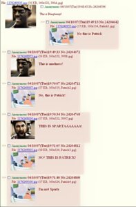 Rating: Safe Score: 0 Tags: 300_(film) 4chan 4chan_thread anthro aquatic asteriid asterozoan e621 echinoderm electronics english_text grandfathered_content group human humor king_leonidas_(300) landline_phone male mammal meme nickelodeon no_this_is_patrick_(meme) patrick_star phone pink_sea_star pisaster screencap sea simple_background spartan_(roman) spartan_armor_(roman) spongebob_squarepants starfish text this_is_sparta_(meme) unknown_artist warrior water white_background xerxes_(300) User: bunchy7s