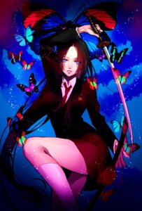 Rating: Safe Score: 0 Tags: abstract_background ambiguous_gender arthropod black_hair blazer blue_background blue_eyes bottomwear butterfly clothing color_contrast colorful_theme e621 female feral footwear group hair hi_res human insect katana legwear lepidopteran long_hair mammal melee_weapon miyata_misa multicolored_eyes pink_eyes pose raised_arm school_uniform shirt simple_background skirt socks solo_focus sword topwear uniform weapon User: bunchy7s