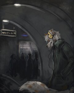 Rating: Safe Score: 0 Tags: 2011 4:5 ambiguous_gender anthro bird_dog canid canine canis clothing coat crowd detailed detailed_background digital_media_(artwork) digital_painting_(artwork) domestic_dog e621 electronics exit_sign group headphones hunting_dog london london_underground male mammal music painting_(artwork) portrait public_transportation rail_transit railway_track retriever side_view sign solo_focus subway tail tail_tuft three-quarter_portrait toony topwear tuft tunnel vehicle vrass User: bunchy7s