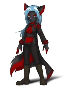 Rating: Questionable Score: 0 Tags: 3:4 anthro belt blue_hair blue_nose canid canine clothing digital_media_(artwork) e621 female fox hair jacket leather mammal simple_background solo tail temrin temrin_sanjem topwear white_background User: bunchy7s