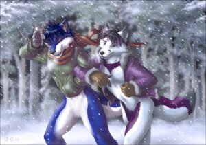 Rating: Safe Score: 0 Tags: 2011 anthro black_nose blue_body blue_fur blue_hair bottomless brown_eyes canid canine canis claws clothed clothing detailed_background duo e621 facial_markings fingerless_gloves fluffy forest fur gloves hair handwear head_markings jacket male mammal markings one_eye_closed outside plant purple_eyes purple_hair red_eyes scarf short_hair snow tail topwear tree walking white_body white_fur wind wolf wood zenthetiger User: bunchy7s