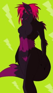 Rating: Questionable Score: 0 Tags: anthro black_body black_fur breasts canid canine canis charliethefennecfox e621 female fluffy fluffy_tail fur hair mammal pink_eyes pink_hair seren_leona_sierra serentheneonwolf solo tail wolf User: bunchy7s
