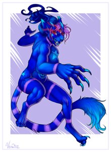 Rating: Questionable Score: 0 Tags: 2012 anthro big_claws blue_body blue_fur claws domestic_cat e621 fangs felid feline felis female fur horn looking_at_viewer mammal multi_eye nude prehistoric_species pupils purple_body purple_fur red_eyes saber-toothed_tiger signature slit_pupils solo star stripes tail tail_tuft teeth tuft umbra_(belovedkimi) vera_(artist) User: bunchy7s