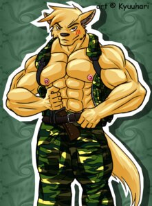 Rating: Questionable Score: 0 Tags: abs anthro army belt biceps blet bottomwear brown_eyes camo camo_print canid canine canis clothed clothing e621 fur khakis knife kyuuhari male mammal military muscular muscular_anthro muscular_male nipples open_clothing open_shirt open_topwear pants pecs scar shirt solo tail topwear vest weapon wolf User: bunchy7s