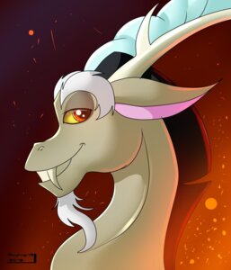 Rating: Safe Score: 0 Tags: 2013 antlers black_hair bust_portrait chimera discord_(mlp) draconequus e621 facial_hair fangs friendship_is_magic grey_hair hair hasbro hi_res horn looking_at_viewer male my_little_pony portrait red_eyes skyart301 smile solo teeth User: bunchy7s