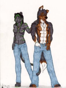 Rating: Questionable Score: 0 Tags: 2011 absurd_res ace_stryker anthro athletic bottomwear canid canine canis clothed clothing denim denim_bottomwear denim_clothing domestic_dog duo e621 felid female german_shepherd herding_dog hi_res jeans looking_at_viewer male mammal nipples pantherine pants pastoral_dog pose smile tail topless User: bunchy7s