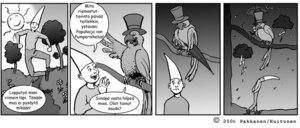 Rating: Safe Score: 0 Tags: 2006 ambiguous_gender avian bird clothing comic duo e621 electricity feral finnish_text flower greyscale happy hat headgear headwear human humor lightning male mammal monochrome outside owl parrot plant raining sad stated_virginity sun text top_hat translated umbrella unknown_artist virgin virginity_humiliation User: bunchy7s