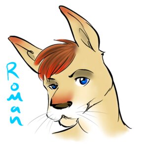 Rating: Safe Score: 0 Tags: 1:1 anthro blue_eyes e621 fur grin kangaroo macropod male mammal marsupial popcornkitten roman_(popcornkitten) simple_background smile solo whiskers white_background work User: bunchy7s