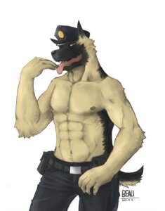 Rating: Questionable Score: 0 Tags: abs anthro b-eau biceps big_muscles canid canine canis clothed clothing domestic_dog e621 kemono looking_at_viewer male mammal muscular muscular_anthro muscular_male nipples officer pecs police solo topless User: bunchy7s