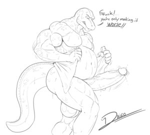 Rating: Explicit Score: 0 Tags: 2012 5_fingers alligator alligatorid anthro archived_source balls big_balls big_penis black_and_white bodily_fluids crocodilian daigo e621 english_text erection fingers frustrated genitals humanoid_genitalia humanoid_penis inkra looking_at_genitalia looking_at_own_penis looking_at_penis looking_at_self male monochrome musclegut muscular penis reptile scalie simple_background slightly_chubby solo sweat tail text towel unwanted_erection wet white_background User: bunchy7s