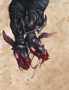 Rating: Questionable Score: 0 Tags: 2011 ambiguous_gender blood bodily_fluids bovid caprine duo e621 facerot mammal nightmare_fuel sheep teeth tongue traditional_media_(artwork) what User: bunchy7s