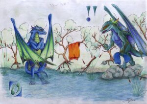 Rating: Questionable Score: 0 Tags: anthro bathing bedding biped blanket blue_body blue_countershading blue_membrane colored_pencil_(artwork) countershading covering covering_self dragon duo e621 exclamation_point fafnirkristensen female green_body green_countershading green_membrane male membrane_(anatomy) membranous_wings mythological_creature mythological_scalie mythology nude outside partially_submerged pond scales scalie standing tail towel traditional_media_(artwork) ventral_scales water wings User: bunchy7s