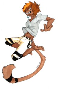 Rating: Safe Score: 0 Tags: 4_fingers 4_toes anthro barefoot biped blue_eyes bottomwear brown_body brown_fur brown_hair brown_skin clothed clothing e621 feet fingers fully_clothed fur hair haplorhine hindpaw jewelry jumping looking_aside looking_at_viewer male mammal midriff monkey multicolored_hair necklace orange_hair paws prehensile_feet primate quent_(monkeyboi) shirt short_hair shorts side_view simple_background smile solo t-shirt teeth toes toony topwear wereshiba white_background User: bunchy7s