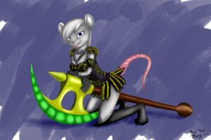 Rating: Safe Score: 0 Tags: 2013 anthro armor axe blue_eyes breasts btbunny_(artist) chain deathsia e621 female hair looking_at_viewer mammal melee_weapon mouse murid murine rodent simple_background solo tail warrior weapon User: bunchy7s