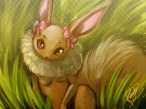 Rating: Questionable Score: 0 Tags: anthro belsevuka bow_(feature) bow_accessory breasts canid canine e621 ear_bow eevee female fluffy fluffy_tail fur generation_1_pokemon grass long_tail looking_at_viewer mammal mostly_nude navel neck_tuft nintendo outside plant pokemon pokemon_(species) pokemorph ribbons sitting solo tail tuft twin_bows twin_ear_bows User: bunchy7s