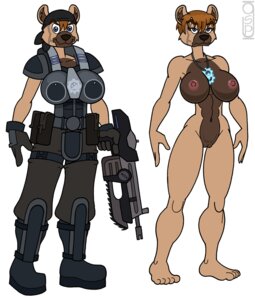 Rating: Explicit Score: 0 Tags: 5_fingers 5_toes anthro armor athletic athletic_anthro athletic_female before_and_after belt_pouch biped black_boots black_clothing black_footwear boots breasts clothed clothing collarbone cosplay digital_media_(artwork) e621 epic_games feet female fingers footwear front_view frown full-length_portrait fully_clothed gear gears_of_war genitals greg_panovich gun holding_object holding_ranged_weapon holding_weapon hyena jewelry mammal microsoft military necklace nipples nude off/on portrait ranged_weapon shoes simple_background smile soldier solo spotted_hyena standing toes vulva warrior weapon white_background xbox_game_studios User: bunchy7s