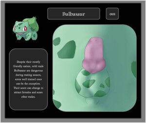 Rating: Explicit Score: 0 Tags: 2013 balls bulbasaur description digital_media_(artwork) e621 elemental_creature english_text erection feral flora_fauna generation_1_pokemon genitals id_number imperial_unit information information_box information_section male metric_unit nintendo nude number open_mouth penis plant pokedex_entry pokedex_number pokemon pokemon_(species) red_eyes reference_image scalie science solo species_information species_name text text_box tongue unit zeklullaby User: bunchy7s