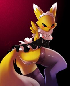 Rating: Explicit Score: 0 Tags: anthro bandai_namco black_sclera breasts canid canine clothing digimon digimon_(species) e621 female fur genitals legwear looking_at_viewer maid_uniform mammal nancher nipples renamon solo stockings tail thigh_highs uniform vulva white_body white_fur yellow_body yellow_fur User: bunchy7s